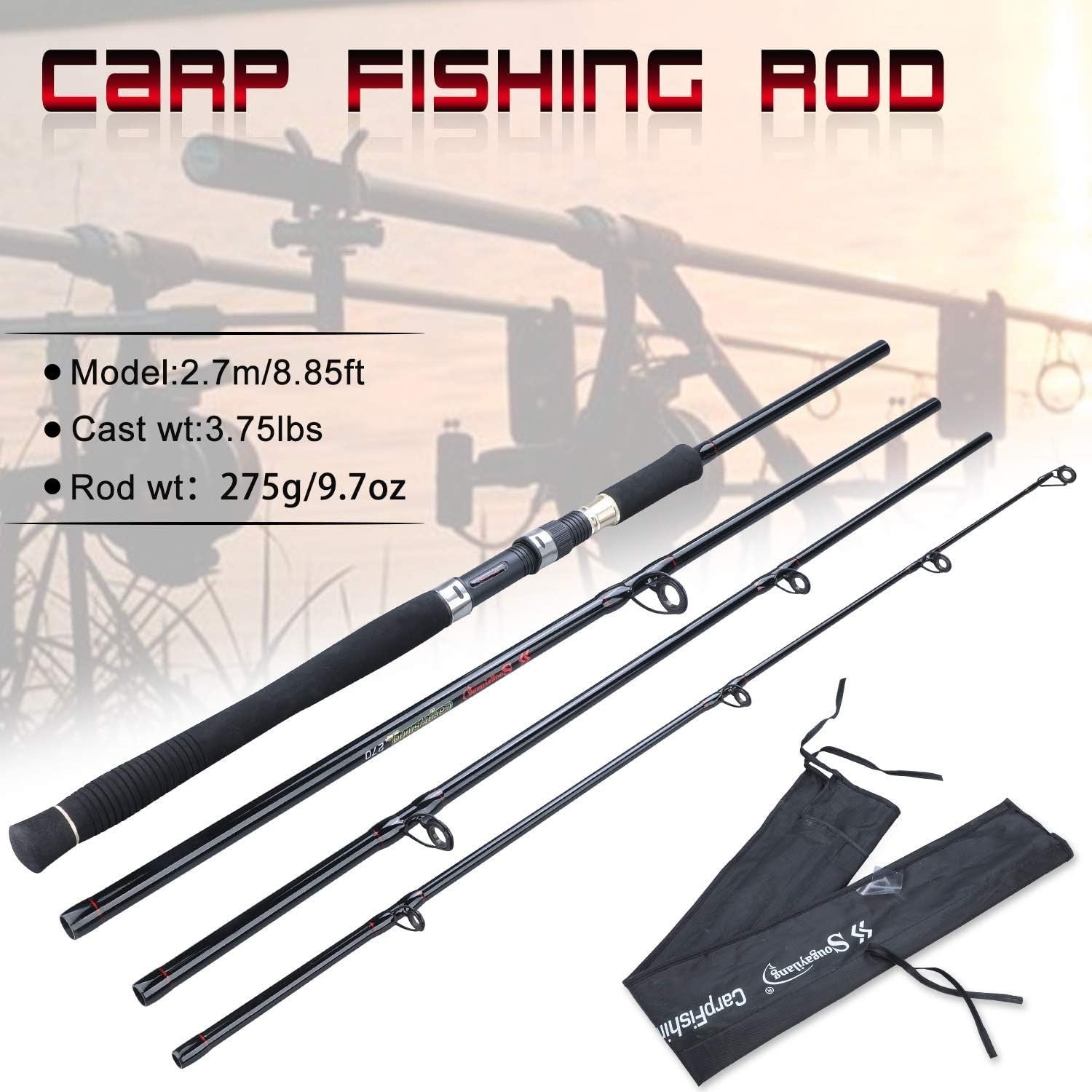 Portable Carbon Fiber Carp Fishing Rod | 4/5 Section Spinning Rod