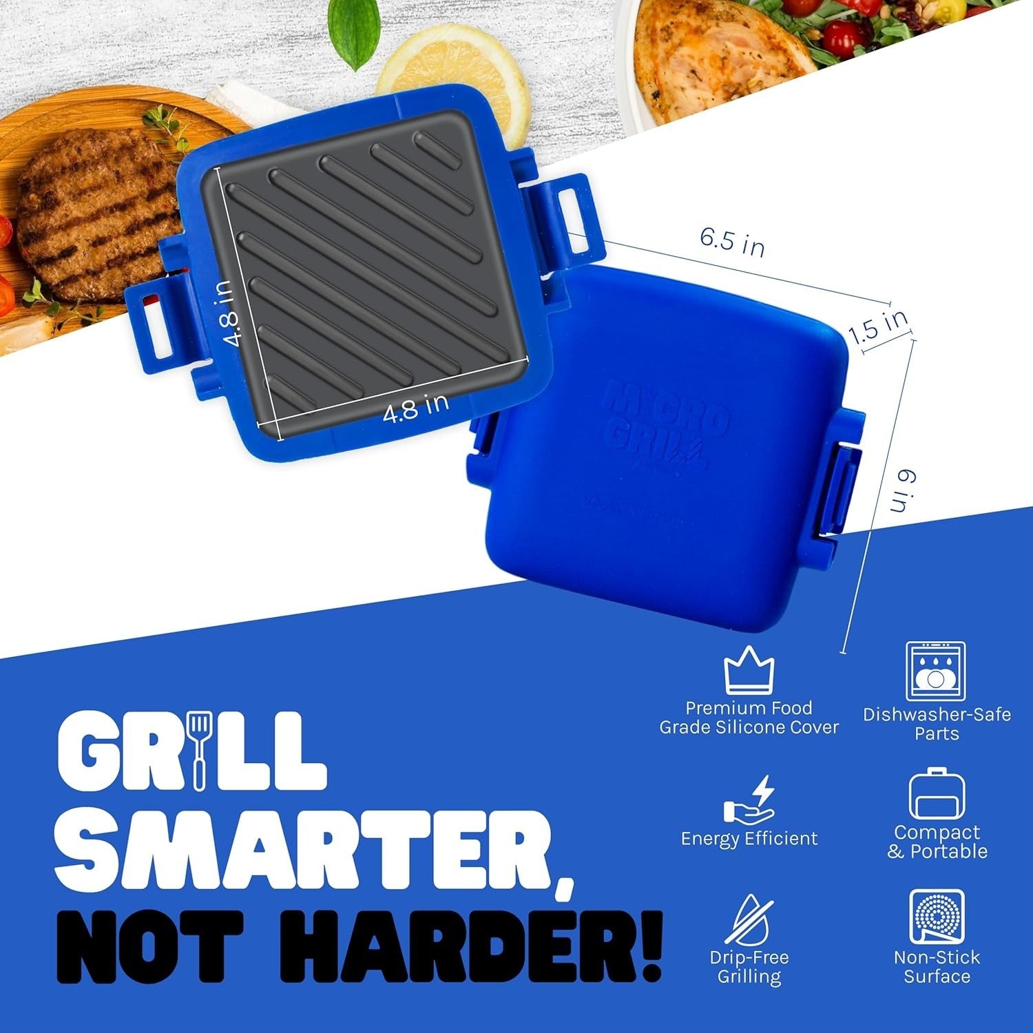 Microwave Sandwich Maker Grill 4-Min Toasted Panini Non-Stick Dishwasher