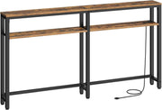 Slim Console Table 180x20x100cm Adjustable Shelf USB Charging Station
