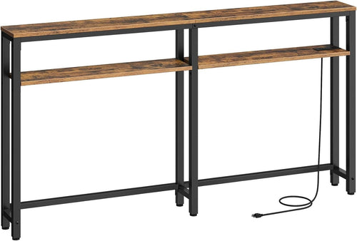 Slim Console Table 180x20x100cm Adjustable Shelf USB Charging Station