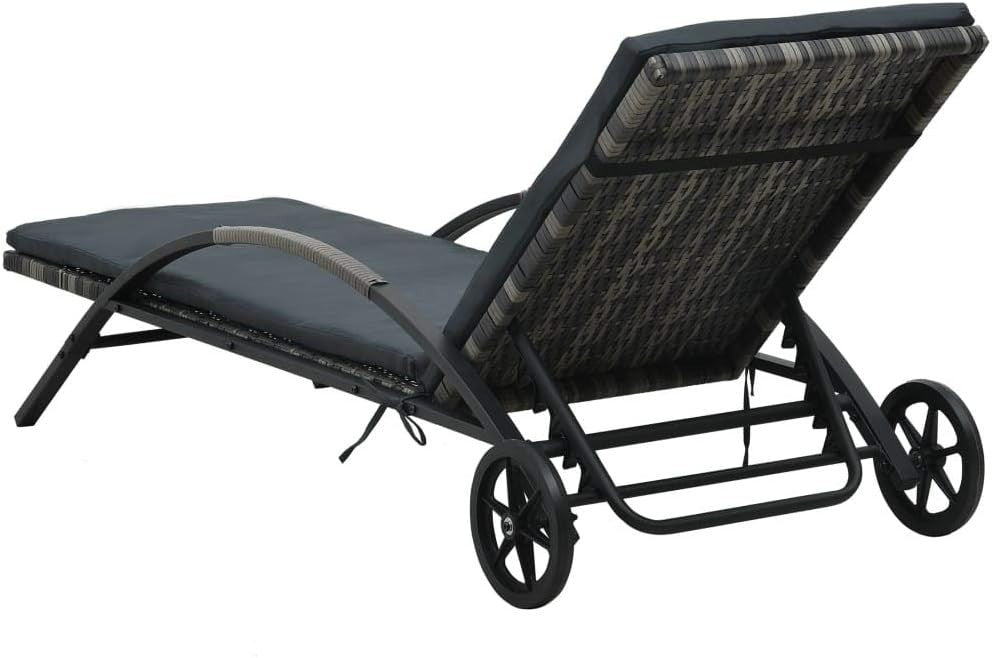 Weatherproof Rattan Sun Lounger with Adjustable Backrest & Cushioned Seat