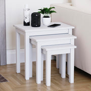 White Nesting Tables Set of 3 Modern Side End Coffee Table Wood Metal Frame