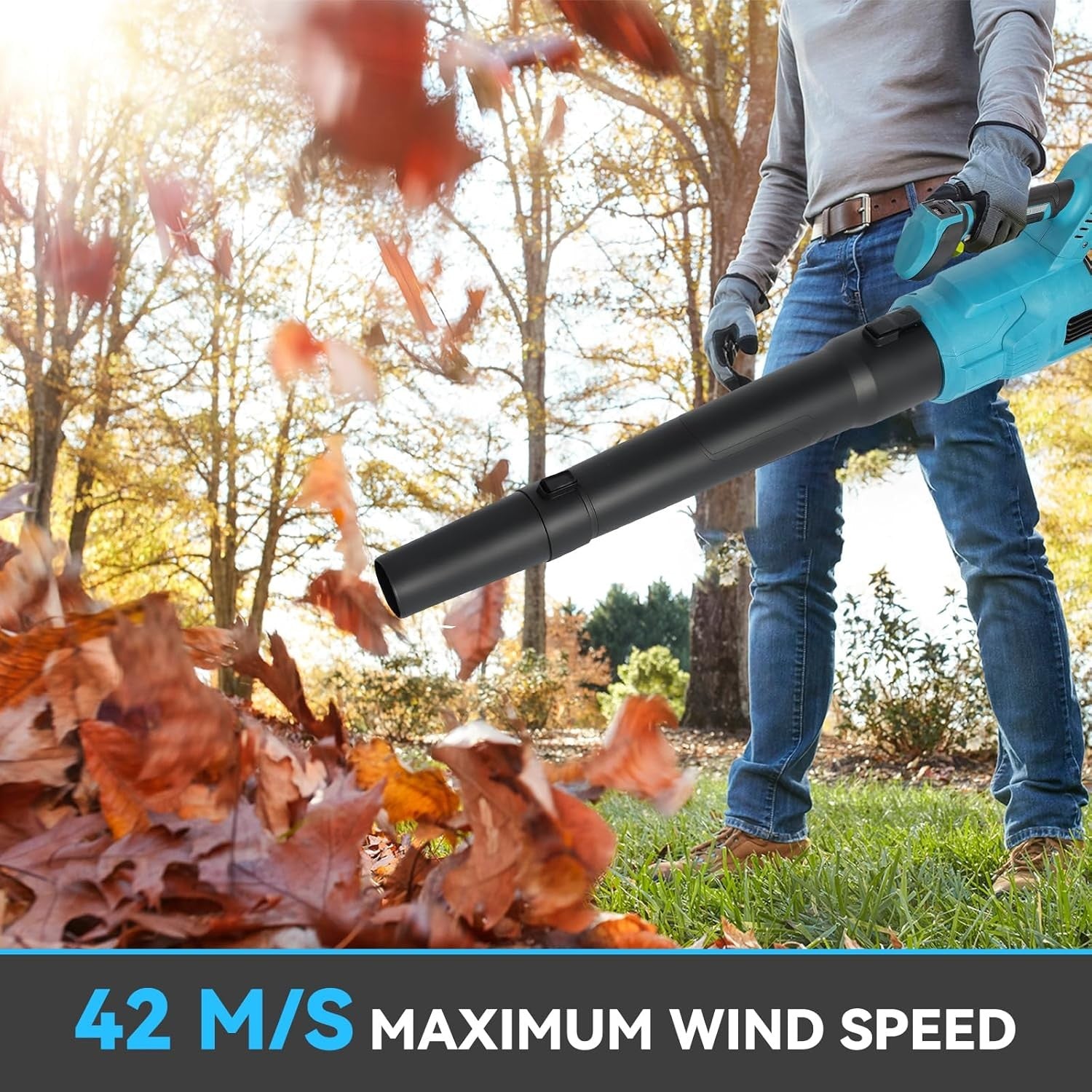 Cordless Leaf Blower Brushless 42m/s Dual Battery LED Display