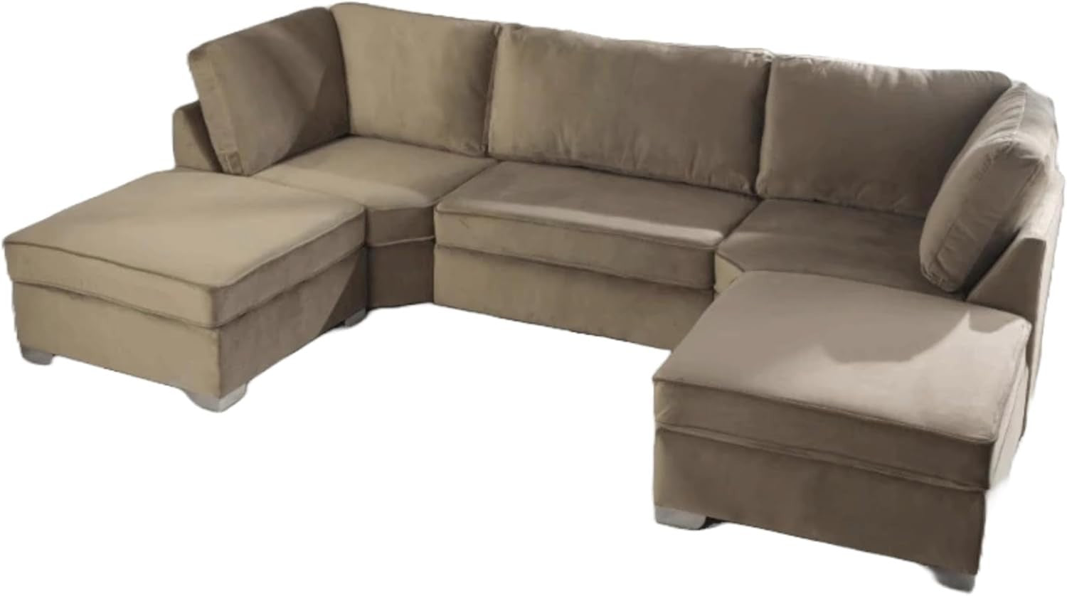 Mink Plush U Shaped High Back Sofa Modern Sectional 6 Seater