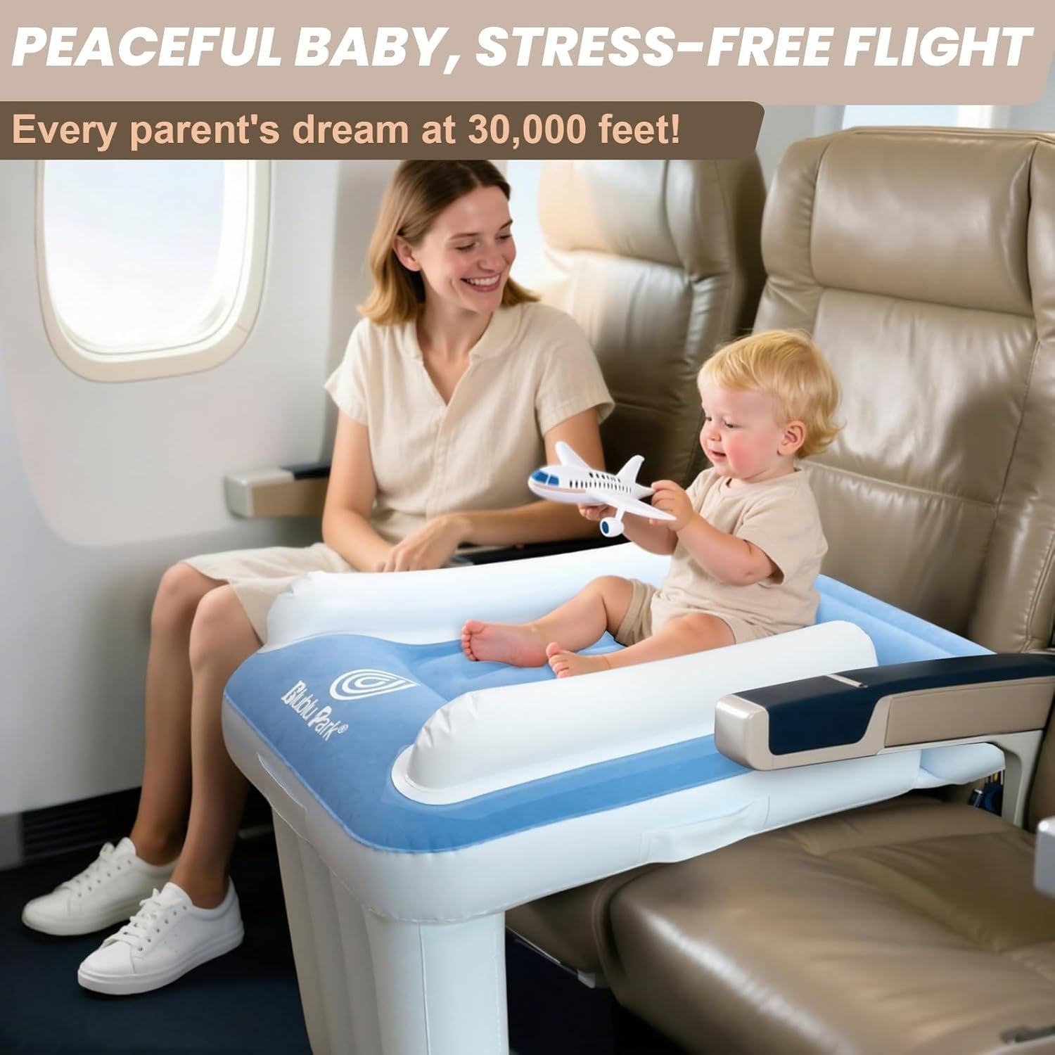 Inflatable Toddler Travel Bed for Airplane and Train with Safety Edges