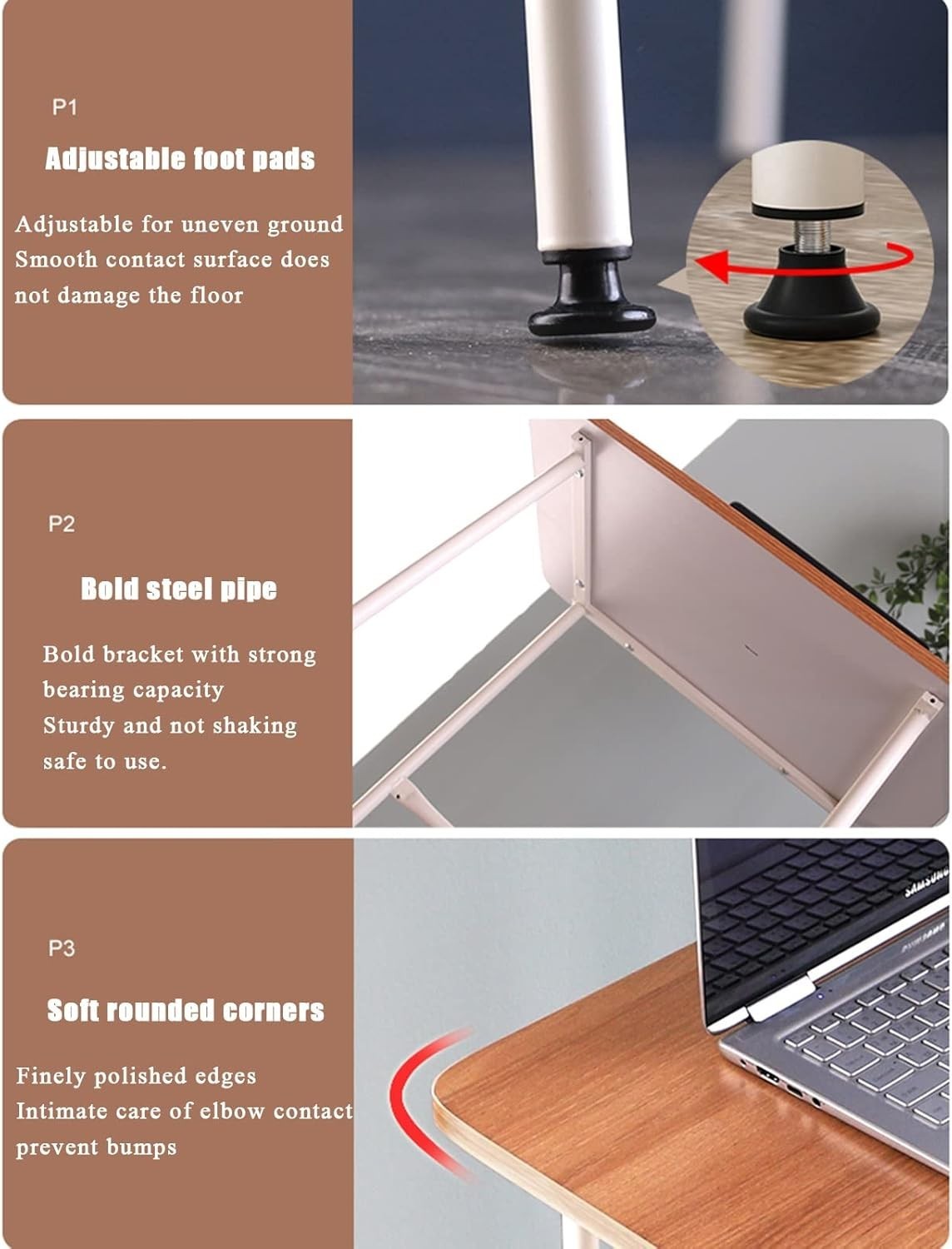 White Standing Laptop Desk 60x40cm Adjustable Writing & Work Table