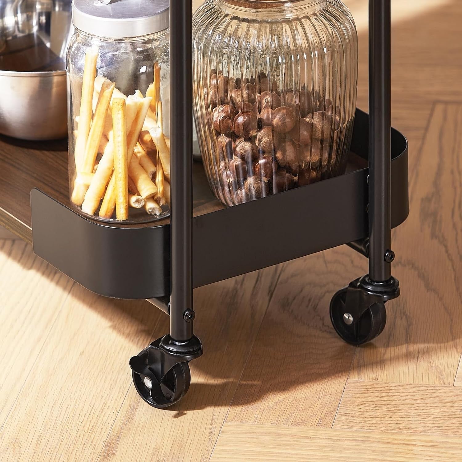 3 Tier Kitchen Serving Trolley Bar Cart Rolling Storage Handles Wheels