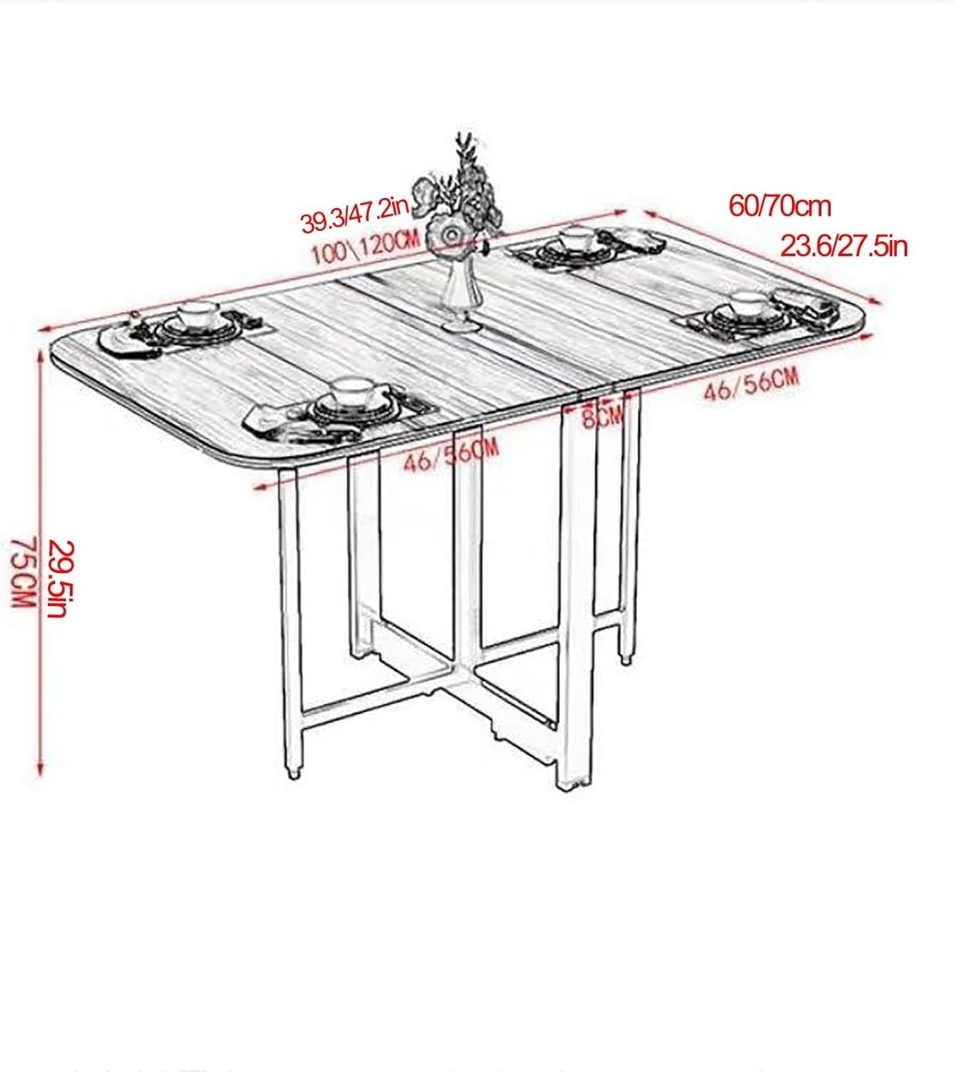 Space-Saving Foldable Drop Leaf Table for Kitchen & Living Room 3 Forms