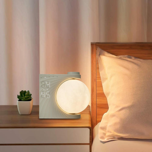 White RGB Moon Lamp Alarm Clock Wake Up Light White Noise Night Light