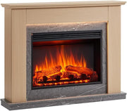 Electric Fireplace Suite 44" Oak LED Flame Heater Freestanding Mantel