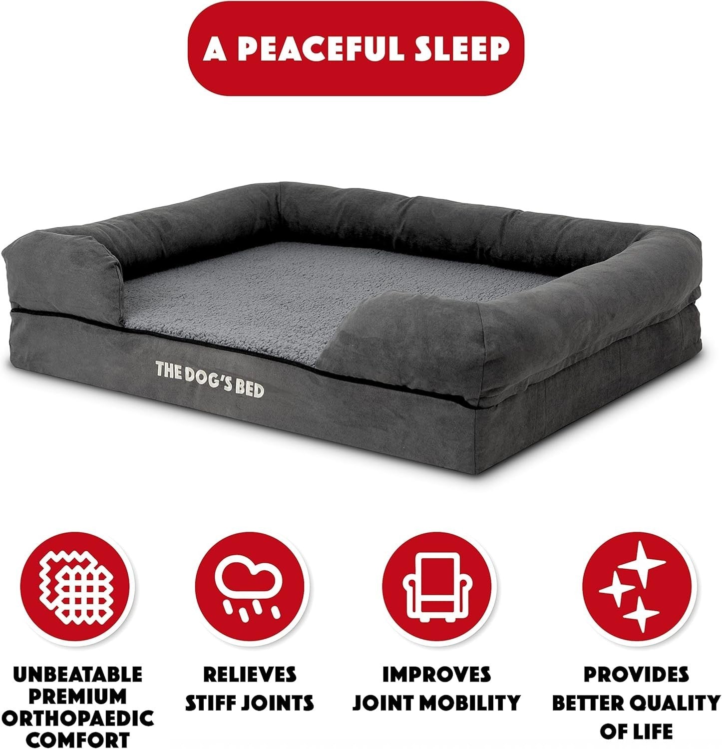 Large Orthopedic Dog Bed Plush Memory Foam Washable 91x70cm