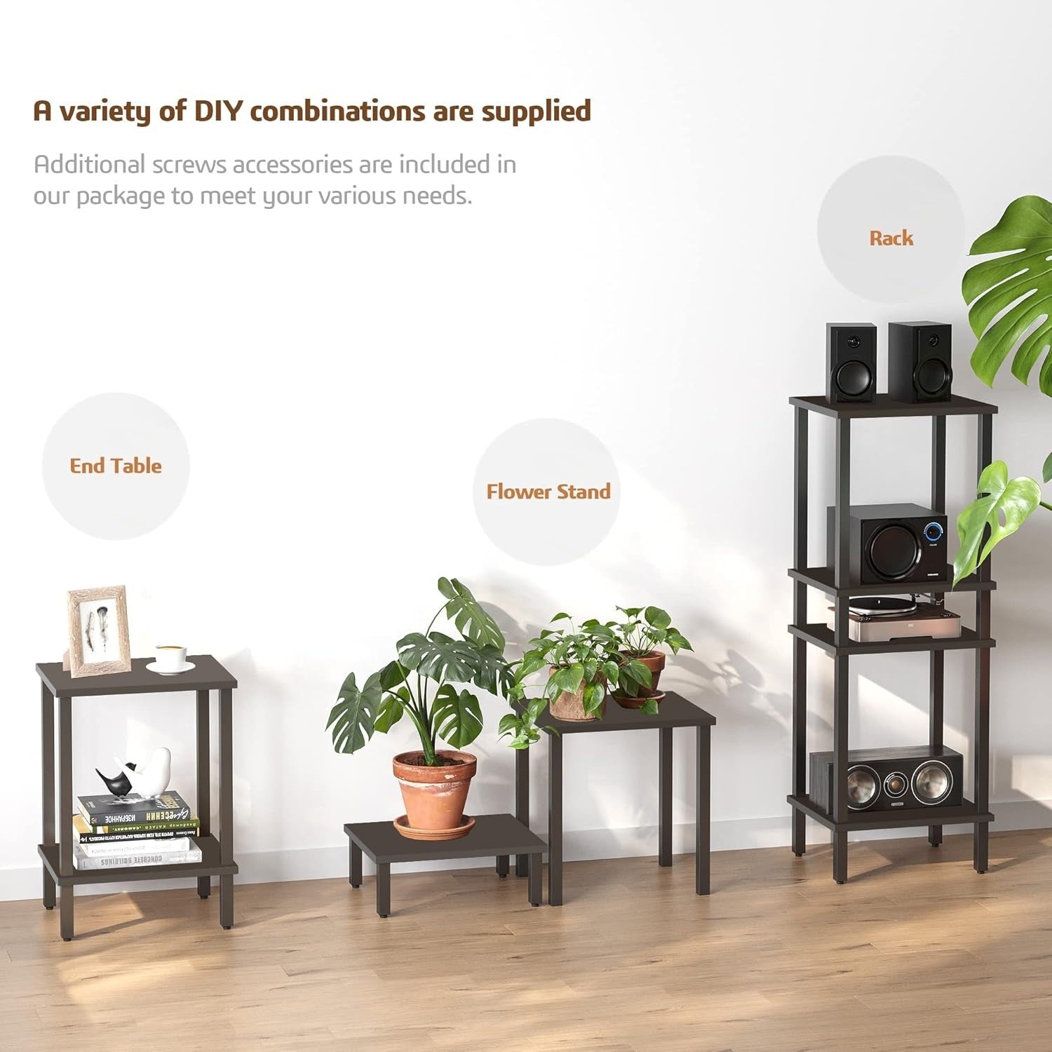 Black 2-Tier Side Table 40x30x55 cm | Bedside & End Table for Small Spaces