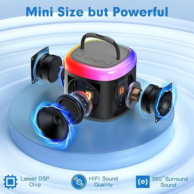 JYX Mini Karaoke Machine for Kids with 2 Wireless Mics & Party Lights