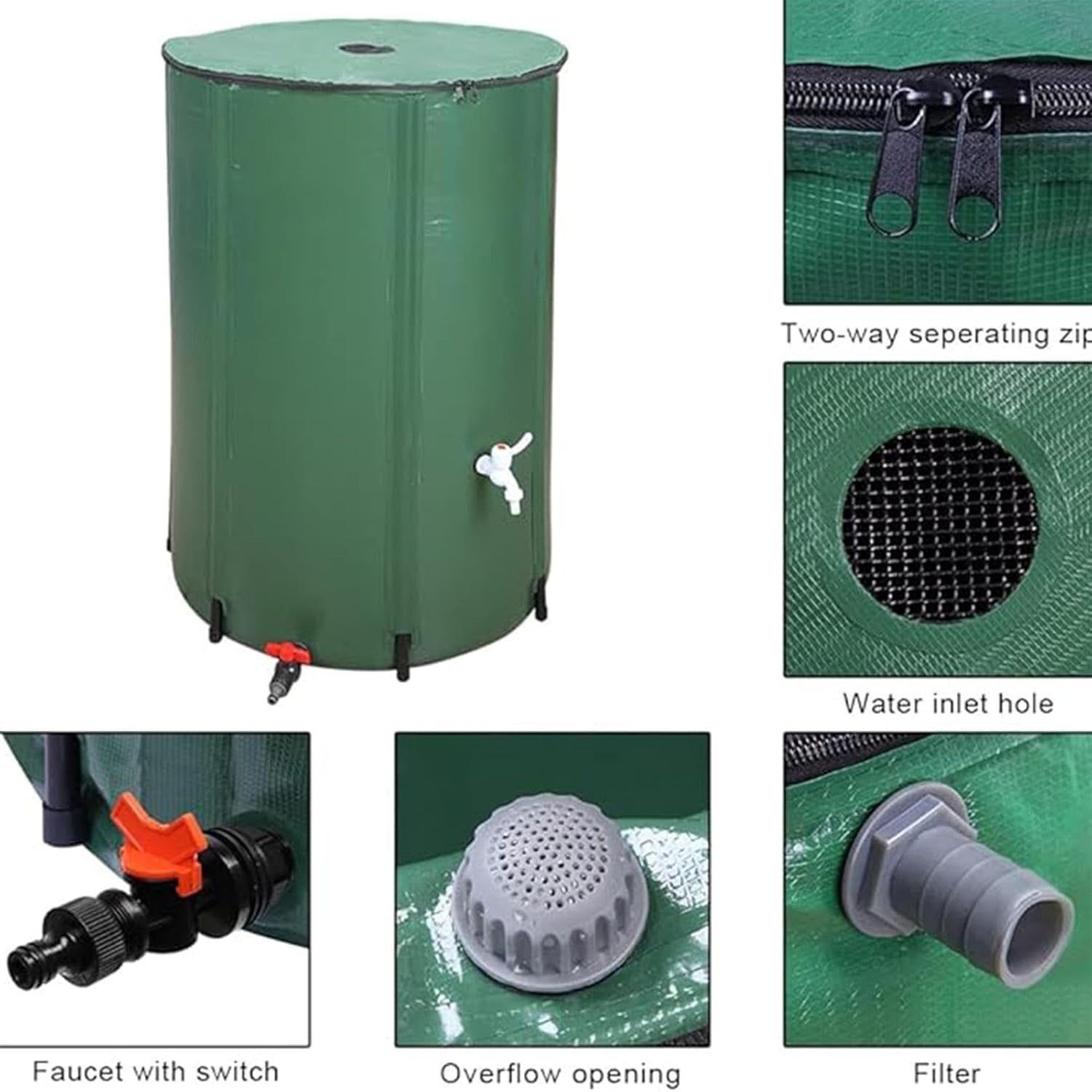 PVC Rain Water Collection Barrel with Spigot & Overflow – Eco-Friendly Garden