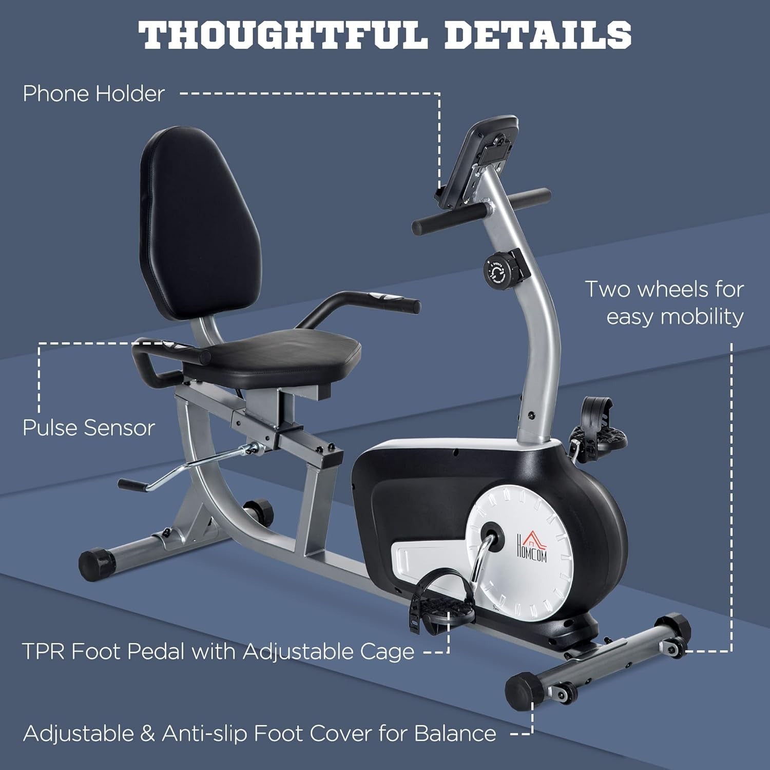 Exercise Bike LCD Display Quiet 8-Level Magnetic Resistance Adjustable Seat Home