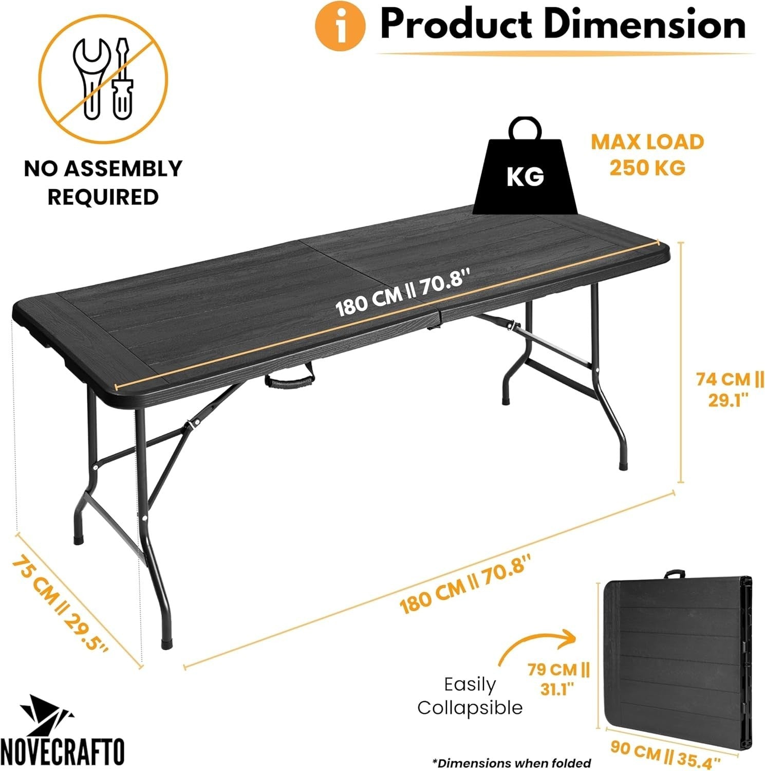6ft Folding Dining Table Outdoor Indoor Trestle Heavy Duty Picnic BBQ