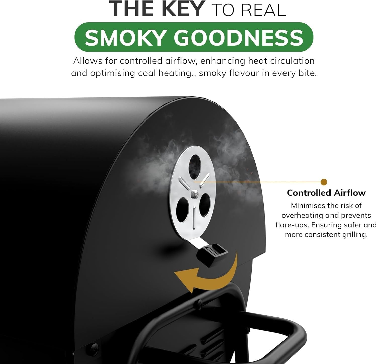 XL Barrel Charcoal BBQ Grill | Large Outdoor Smoker | Built-In Thermometer
