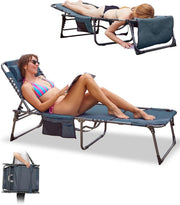 Sun Lounger Recliner Chair 5 Position Foldable with Face Hole for Garden