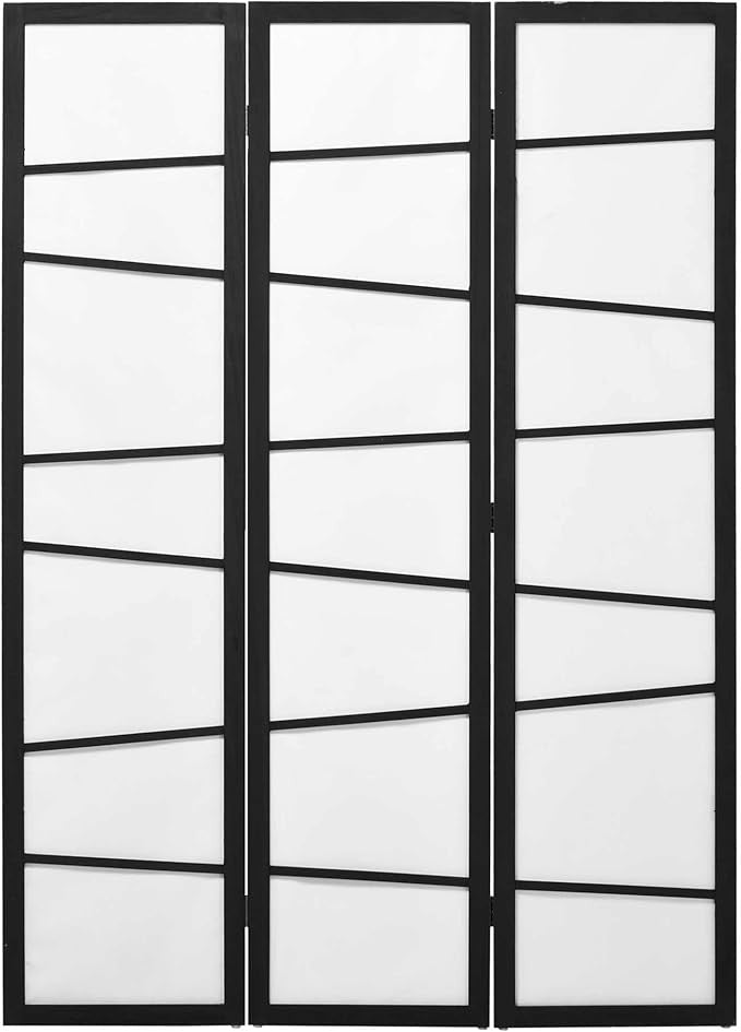 3 Panel Wooden Folding Room Divider – Freestanding Privacy Screen for Bedroom