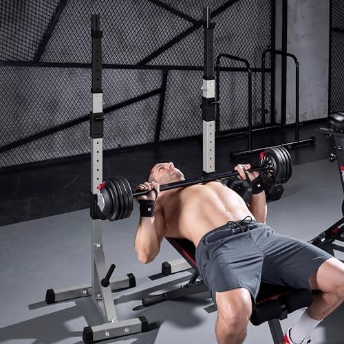 Adjustable Squat Rack Barbell Stand with Dip Station Home Gym Heavy Duty