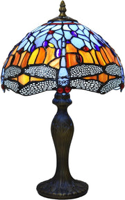 Antique Stained Glass Table Lamp Dragonfly Design, Living Room Decor