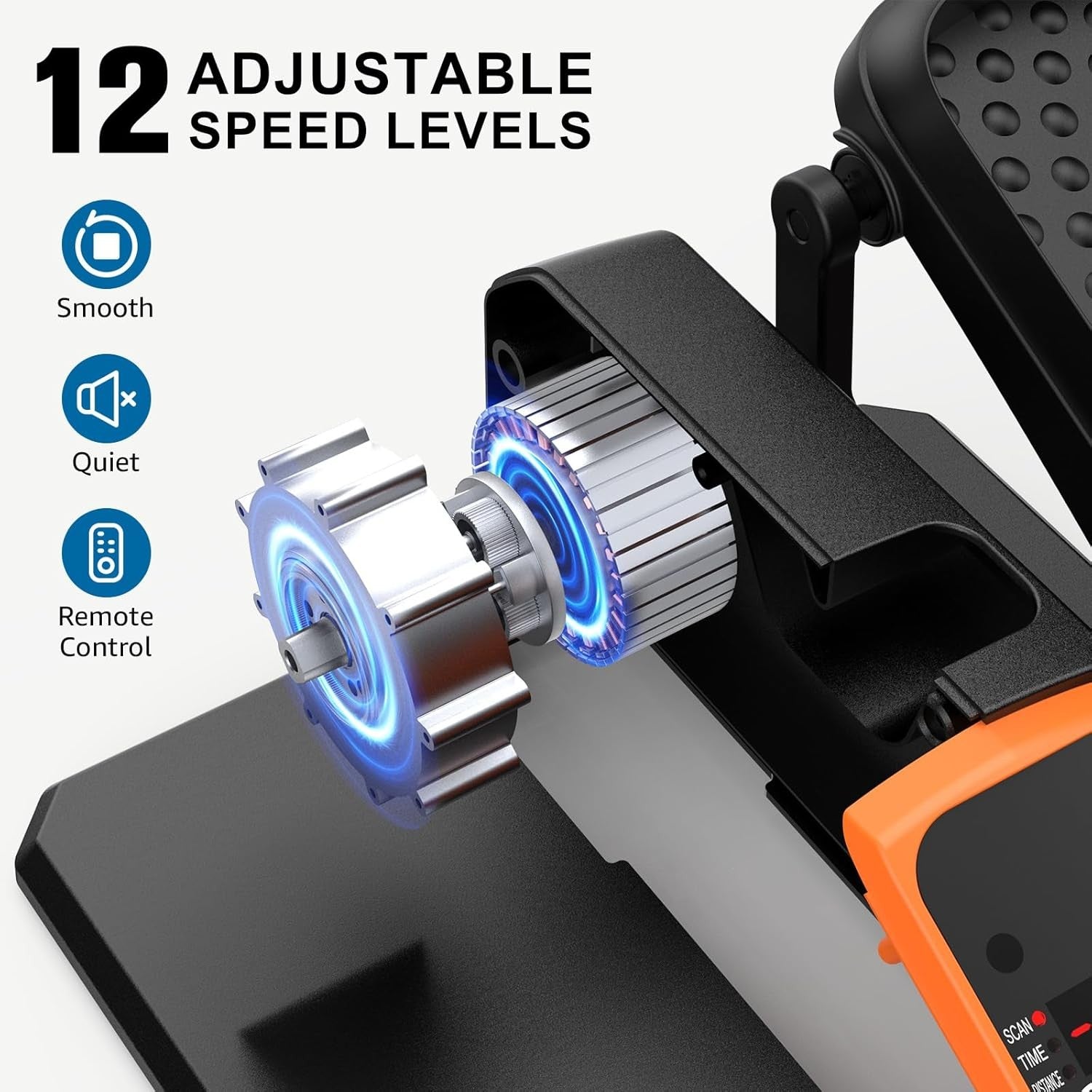 Under Desk Elliptical Pedal Exerciser Quiet Electric Remote Seated Leg Trainer