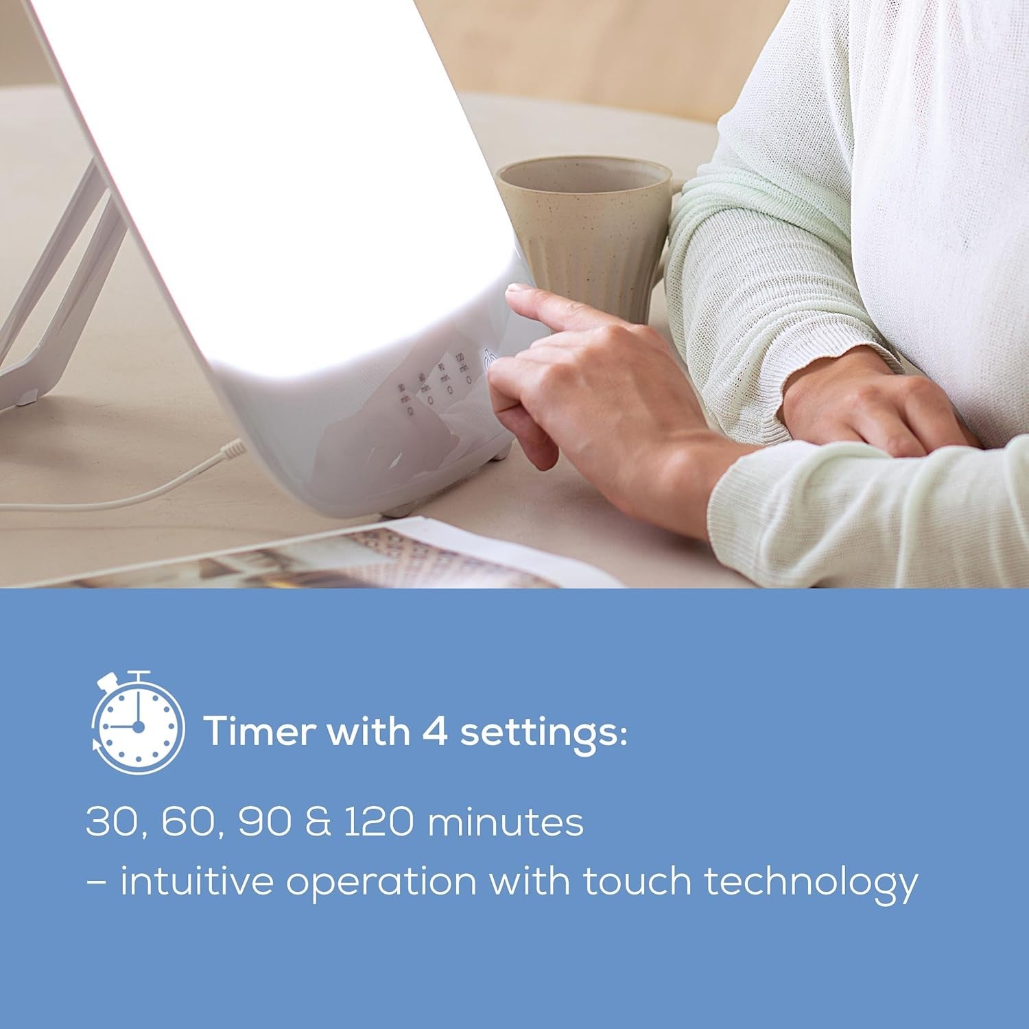 White SAD Light Therapy Lamp 13000 Lux Daylight Simulation Medical Timer
