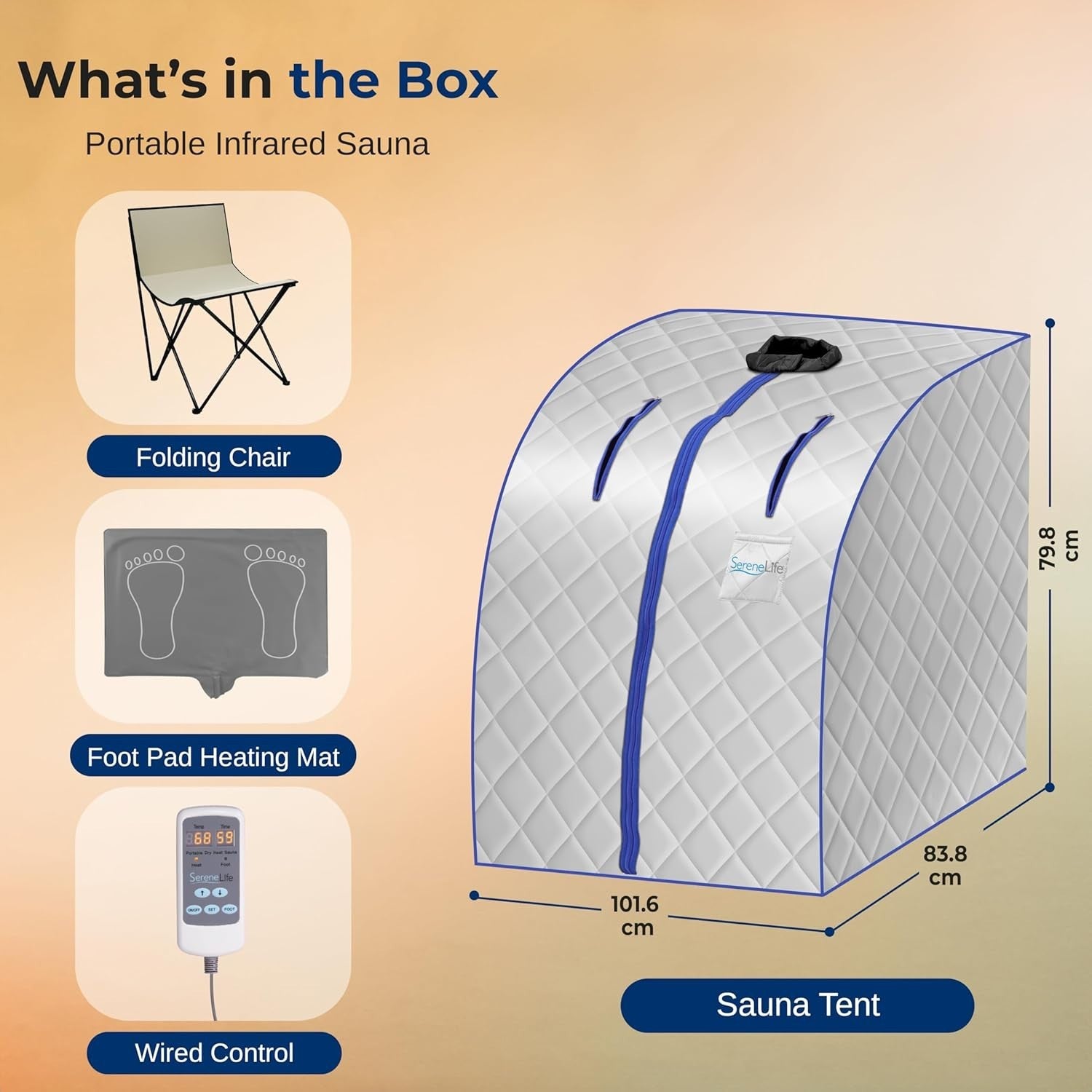 Portable 1-Person Infrared Sauna Tent – Home Steam Sauna w/ Foot Pad & Chair