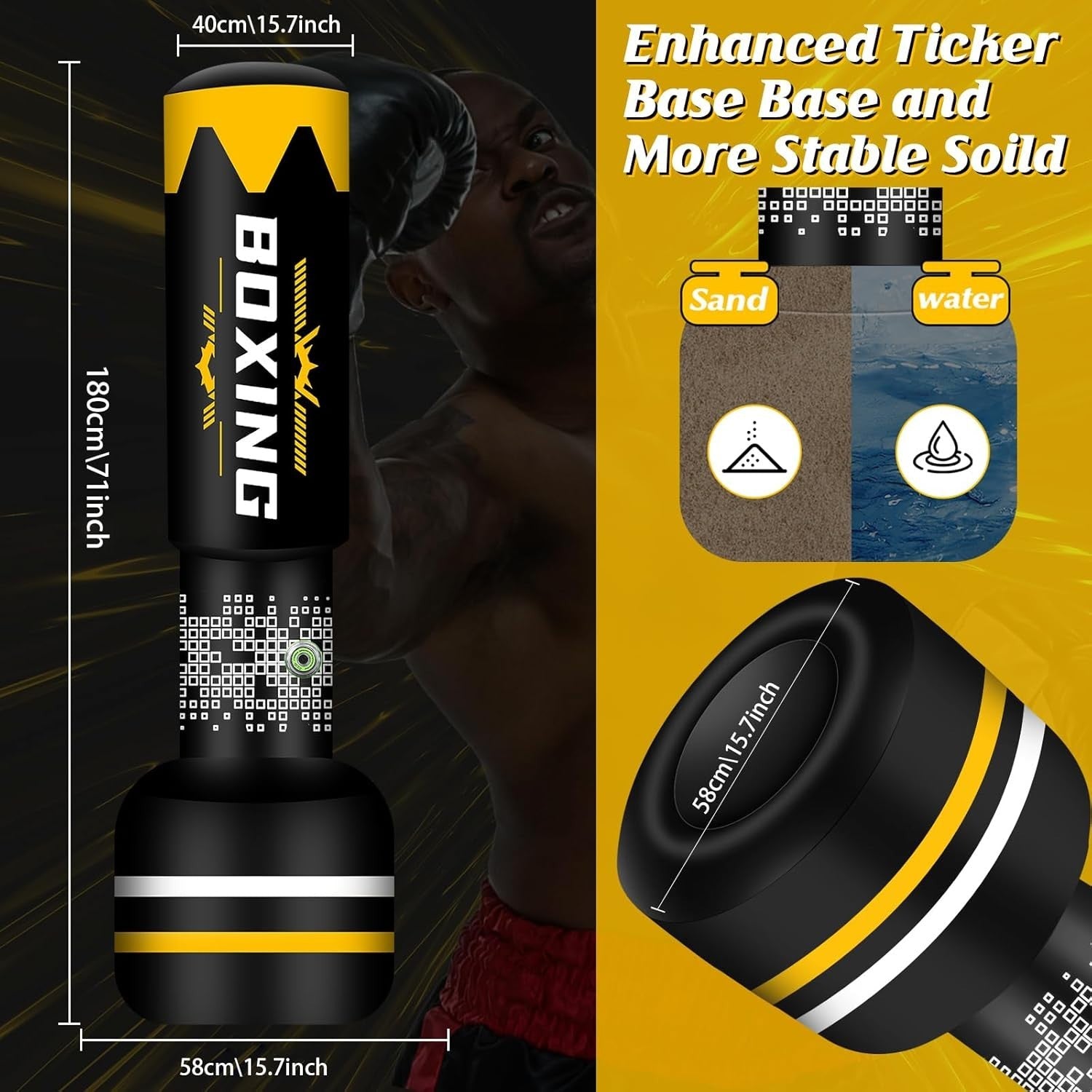 180cm Self Inflating Punch Bag Built In Pump MMA Boxing Set