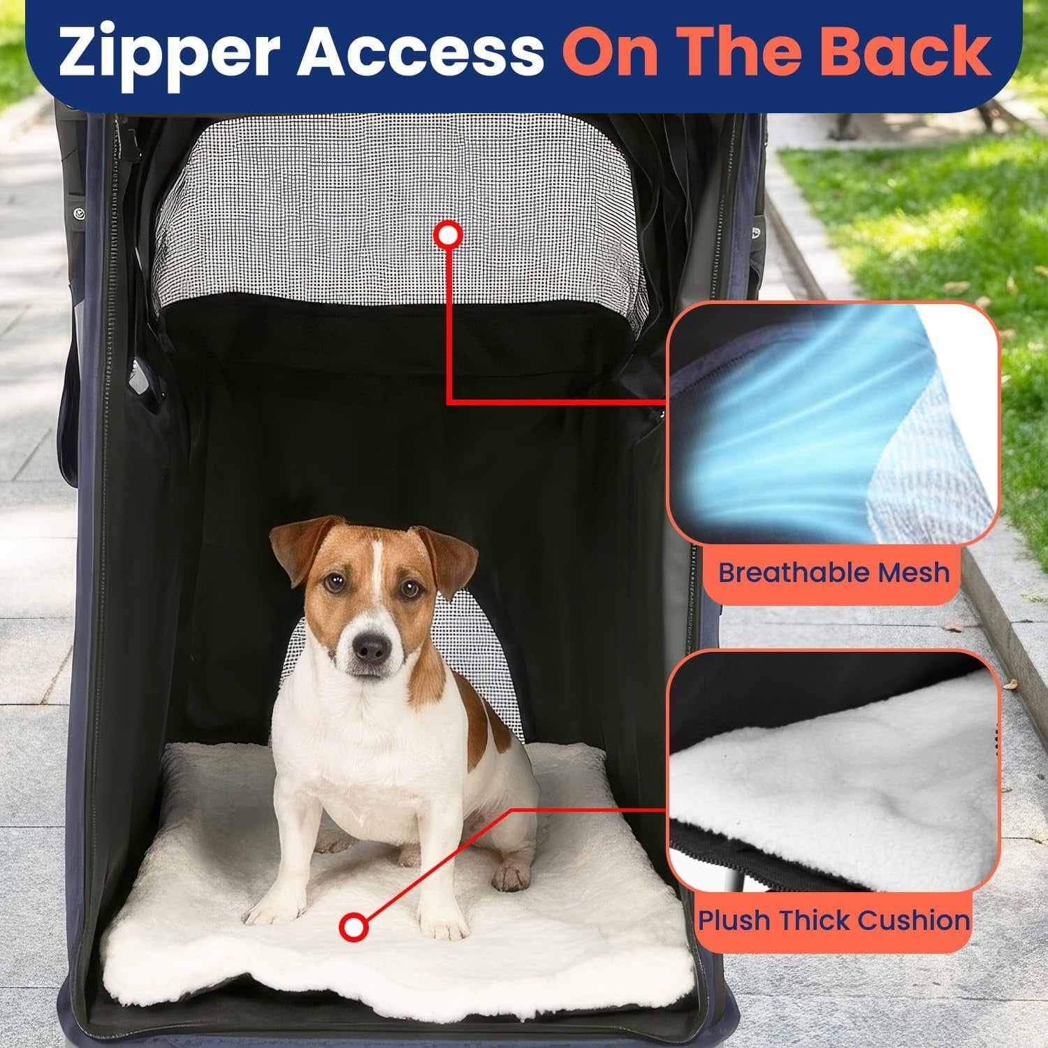 Pet Stroller Dog Cat Pushchair 4 Wheel Foldable Travel Carrier Mesh Black