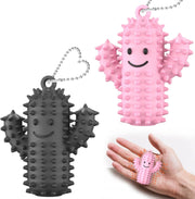 2pcs Spiky Cactus Pain Fidget Silicone Stress Relief Anxiety Keychain