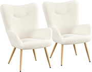 Sherpa Boucle Tub Chair Set of 2 Ivory Accent Armchairs