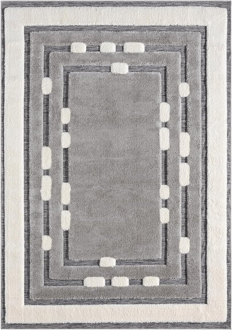 Beige Grey Hallway Rug 120x170cm Modern Soft Area Mat for Living Room