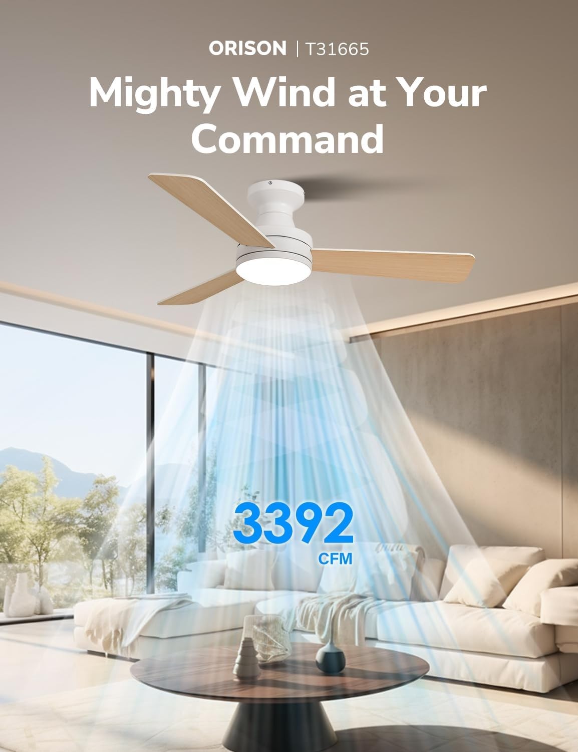 Orison 42"" Ceiling Fan with Lights, RGB Backlight, 6 Speeds, Dimmable, Remote
