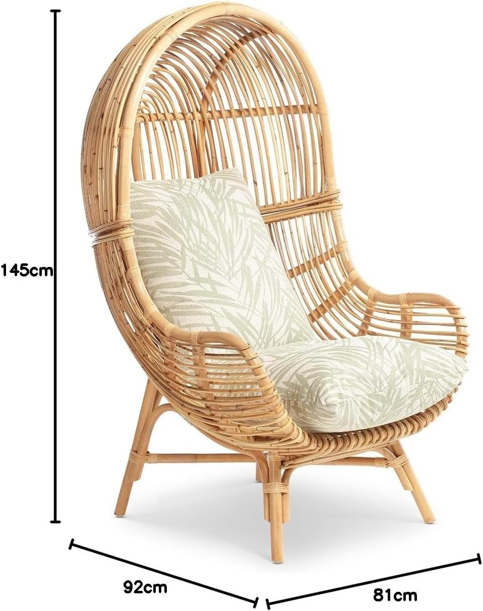 Large Rattan Lounge Chair Hanging Style High Back Indoor Wicker Seat Cushion