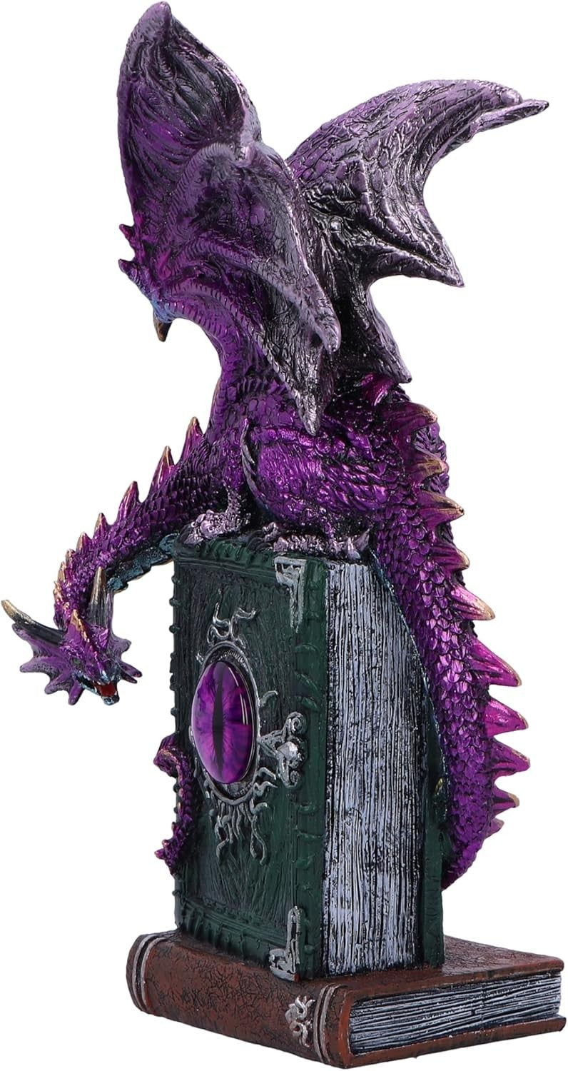 Purple Dragon Figurine 24cm on Spell Books | Hand-Painted Resin Mythical