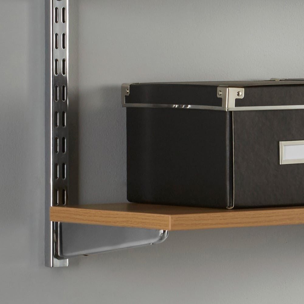 2-Tier Adjustable Chrome & Oak Wall Shelf 90x32x43cm Modern Wooden