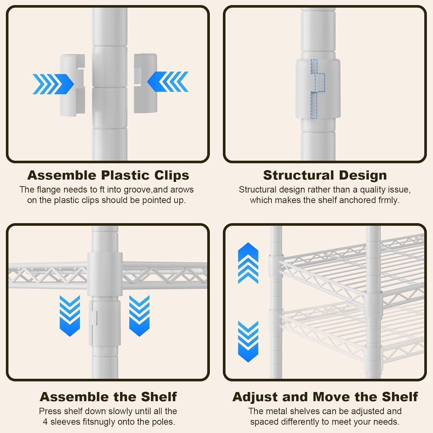 Heavy Duty Clothes Rail with Shelves & Wheels – White 205cm