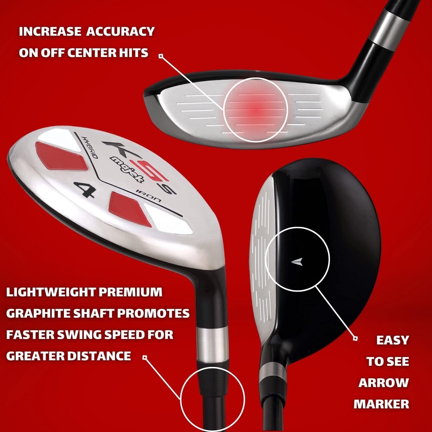 Mens Senior Hybrid Iron Set Right Hand Graphite Easy Launch 4-PW