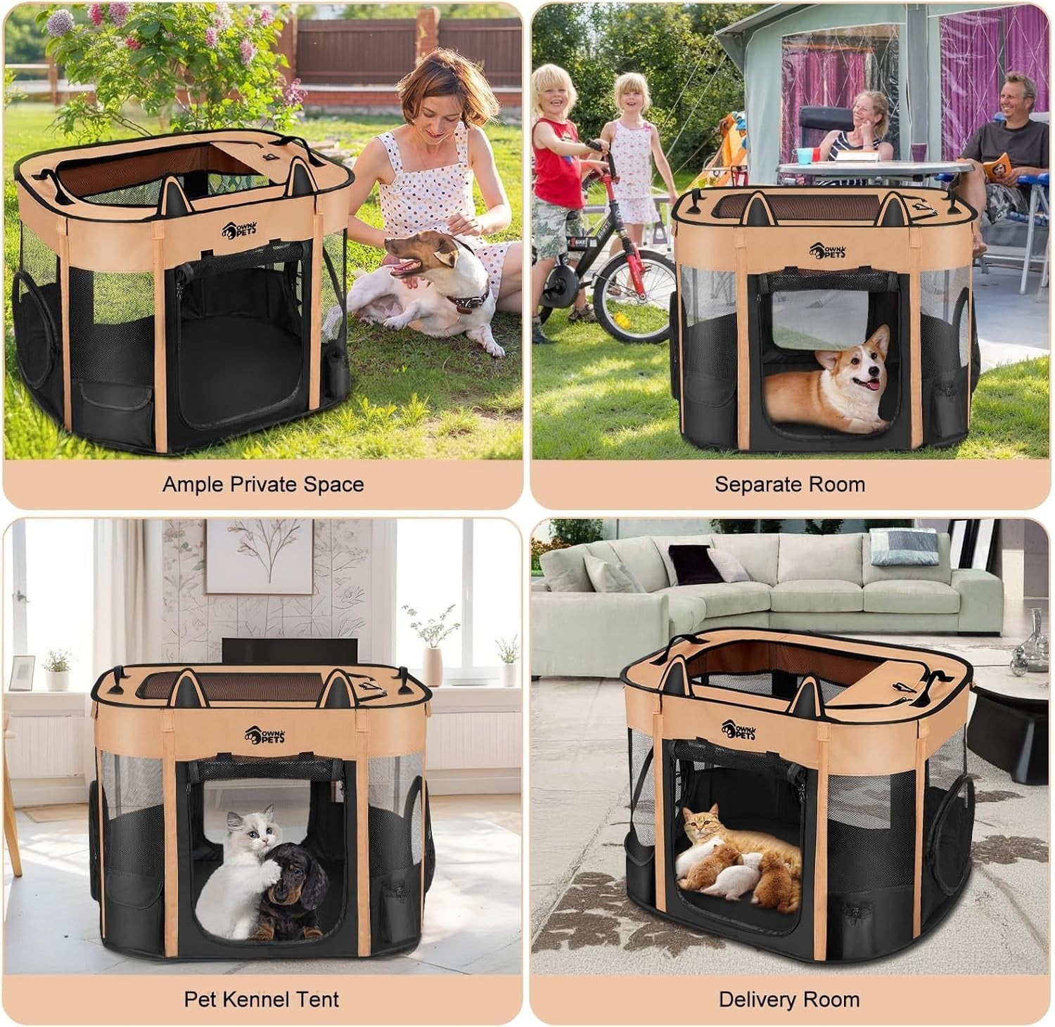 Portable Foldable Outdoor Cat Enclosure Tunnel with Expandable Playpen