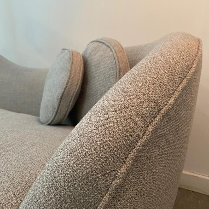 2 Seater Grey Accent Sofa Curved Back Modern Lounge Chair with Cushions