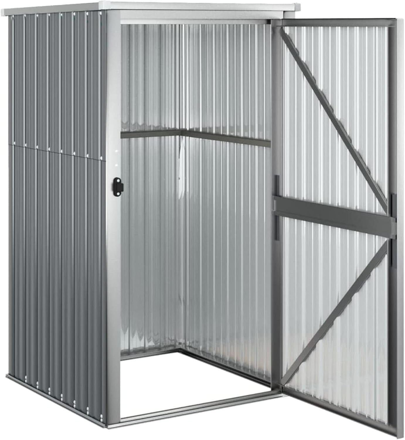 Outdoor Metal Garden Shed Storage House with Sloped Roof,Handle Grey 88x89x161cm