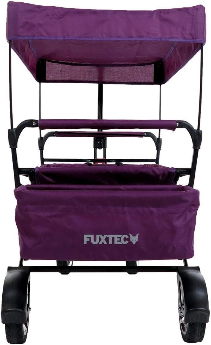 Purple Kids Folding Wagon Push Pull Stroller Cart w/ Canopy & Storage Bag