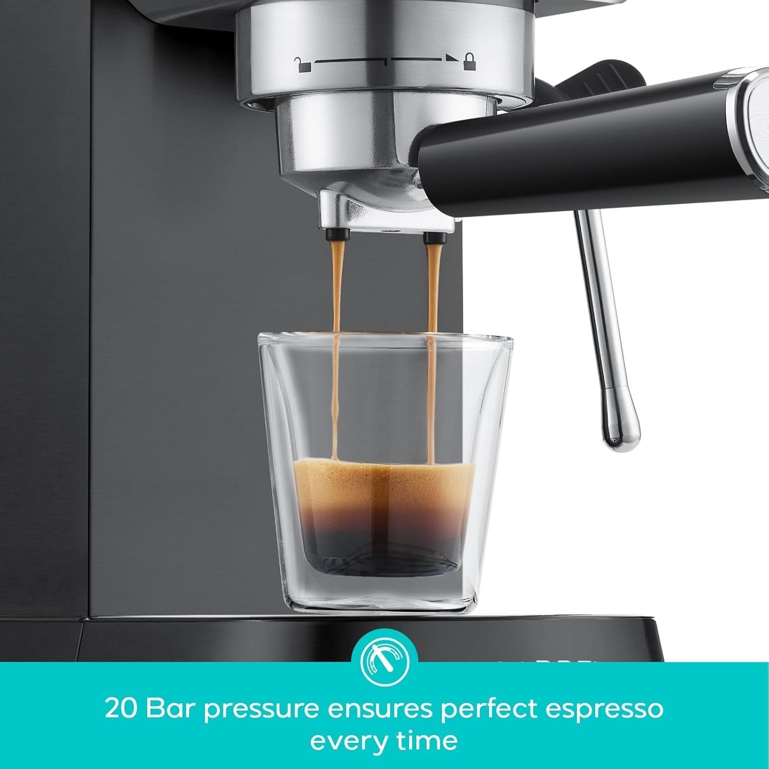 20 Bar Espresso Coffee Machine with Milk Frother 1L Stainless Steel Barista