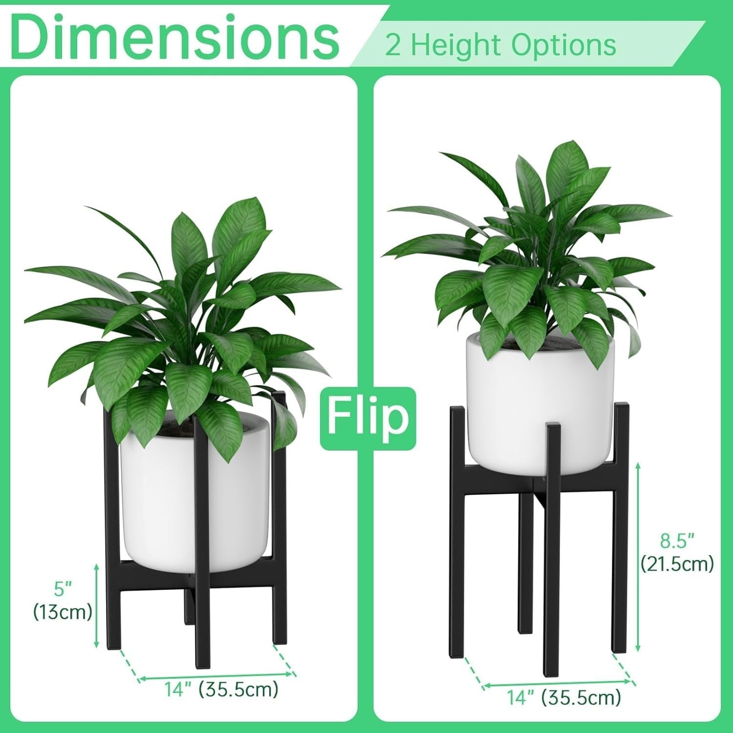 Mid-Century Metal Plant Stand 35.5cm Tall Indoor Outdoor Flower Pot Holder