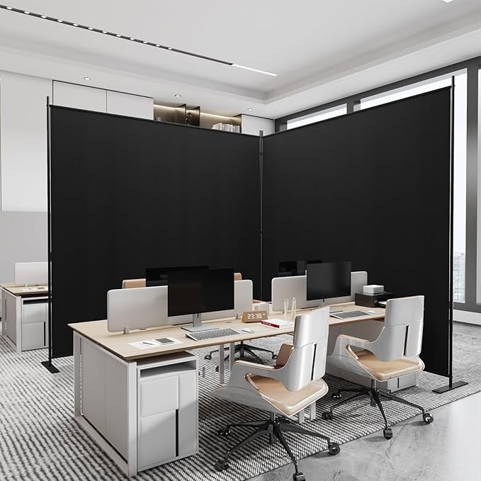 2-Panel Folding Room Divider 6FT Black Privacy Screen Partition Wall Office