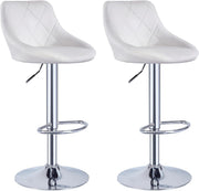 White Faux Leather Bar Stool Adjustable Swivel Mid Back Pub Chair