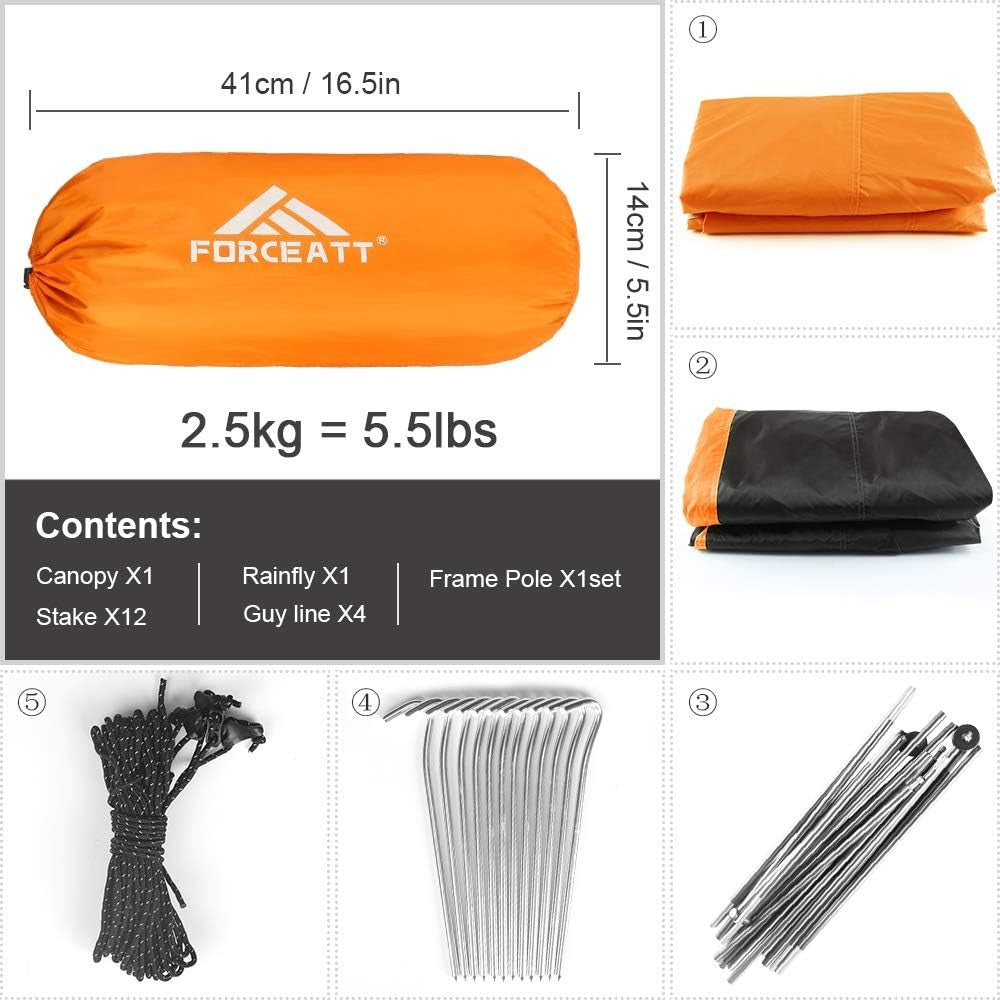 2-3 Man Camping Tent PU3000mm Waterproof Lightweight