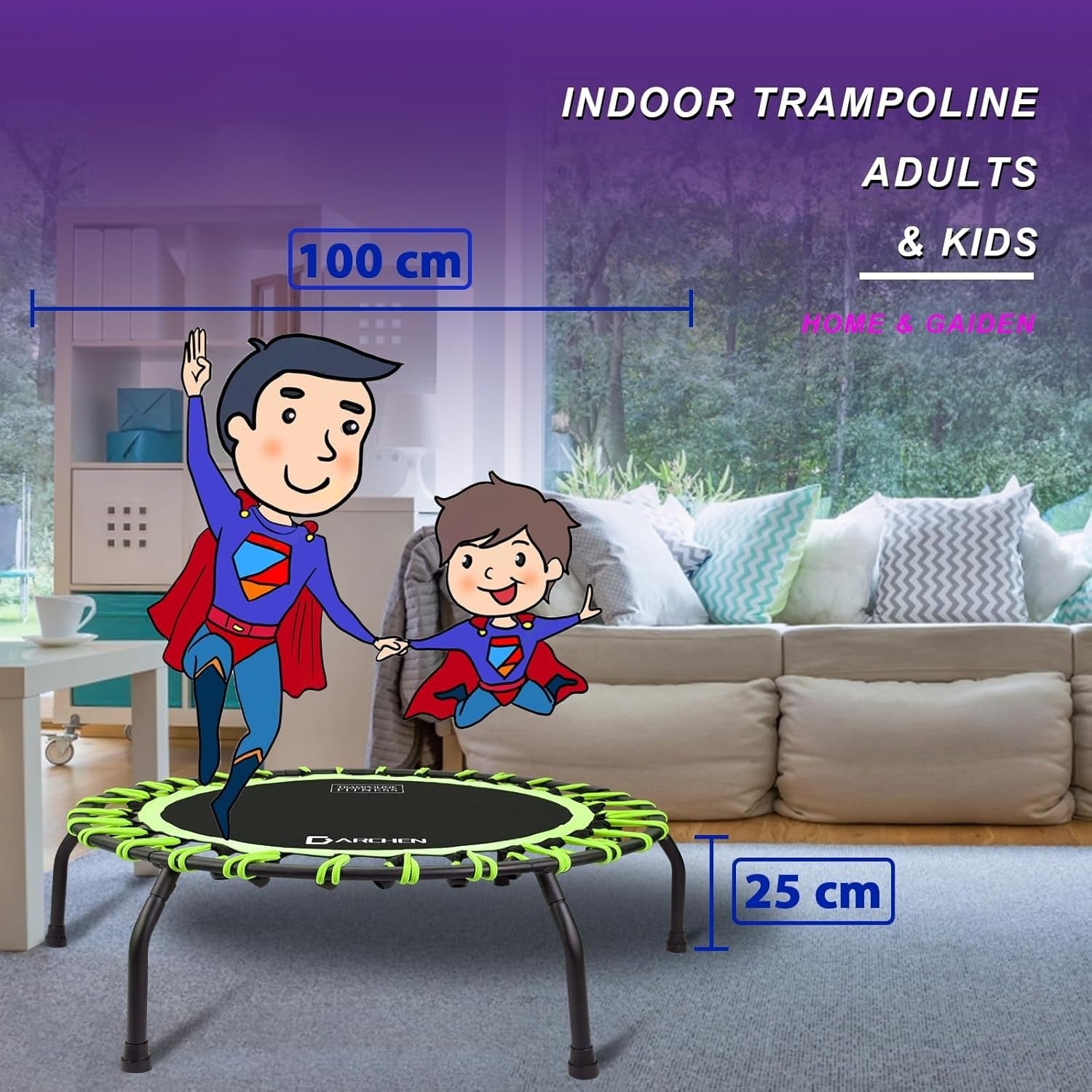 40in Quiet Bungee Rebounder Trampoline Indoor Fitness 150KG