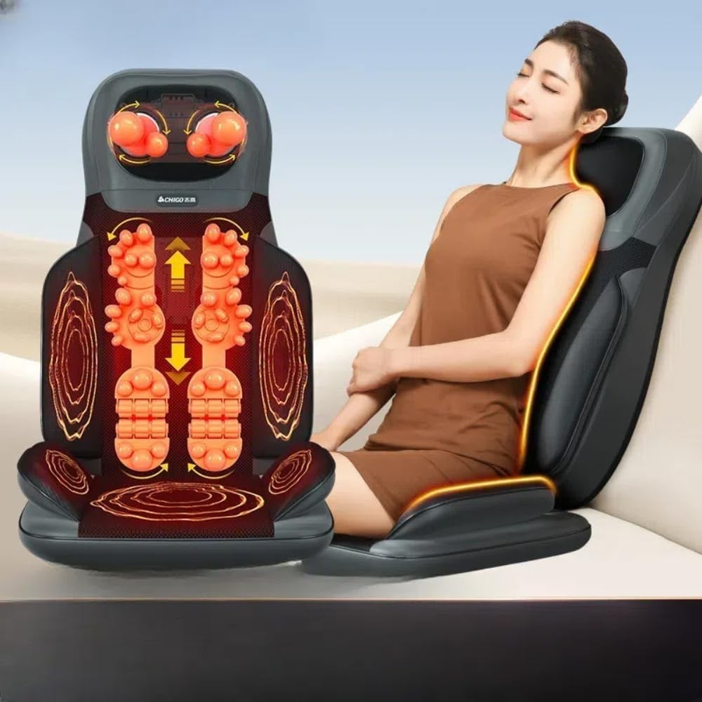 Shiatsu Back & Neck Massager Seat Pad with Heat Vibration Full Back Relief